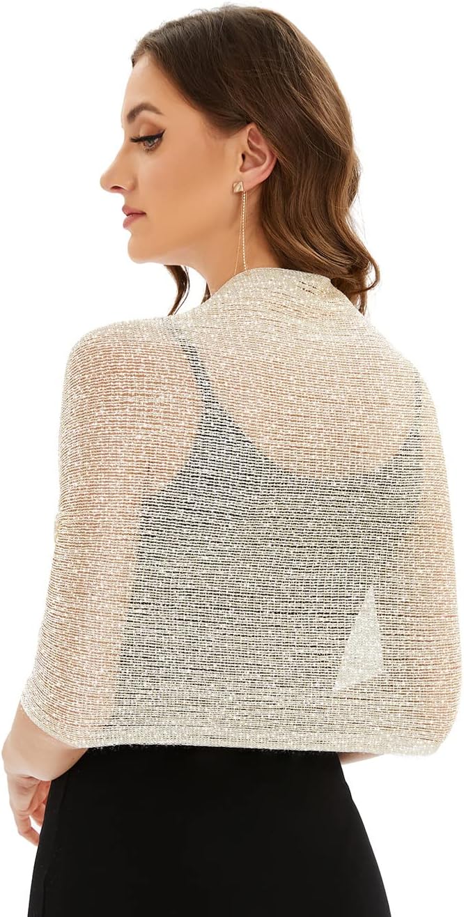KUNINDOME Sparkling Metallic Shawls and Wraps with Buckle,for Evening Dresses Party Wedding Bride Bridesmaid - Image 3